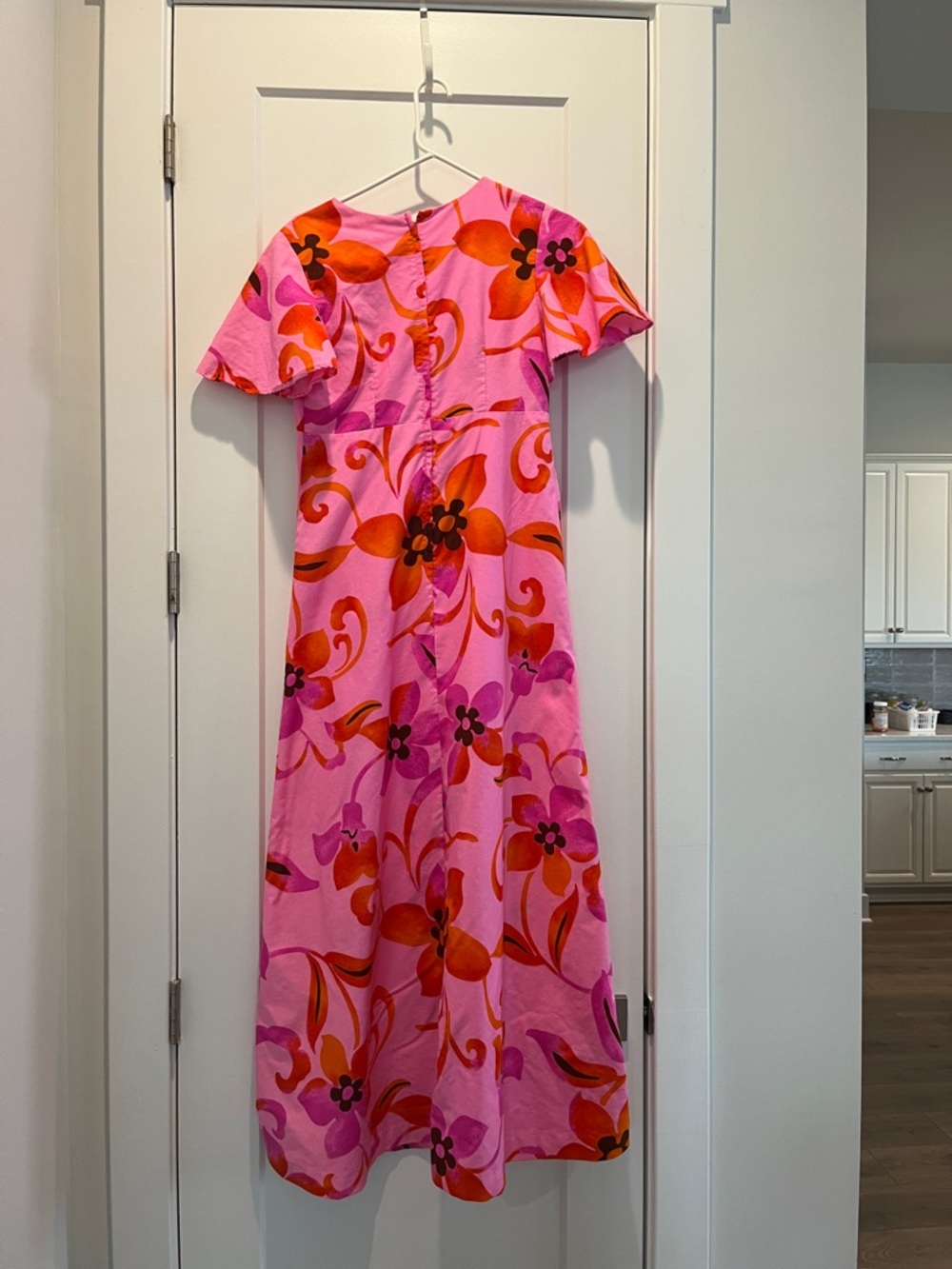 Sears Hawaiian Moo Moo Pink and Orange Floral Long Dress - Picture 2 of 5